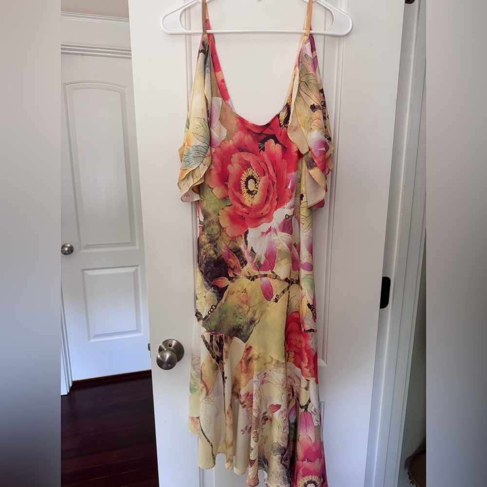 Josie Natori Floral Asymmetrical Dress